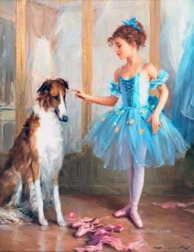 Animal Painting - Ballet Niña y Perro KR 007 mascota niños